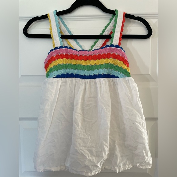 Mini Boden Other - Mini Boden Scalloped Colorful Criss-Cross Tank Top, White/Multi, Size 11-12